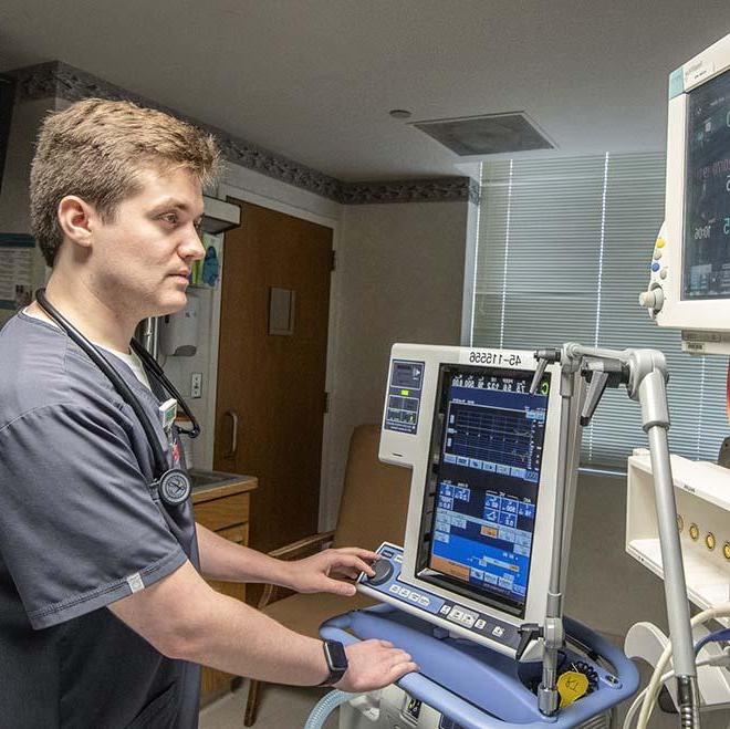 Student at st alexis working at a computer